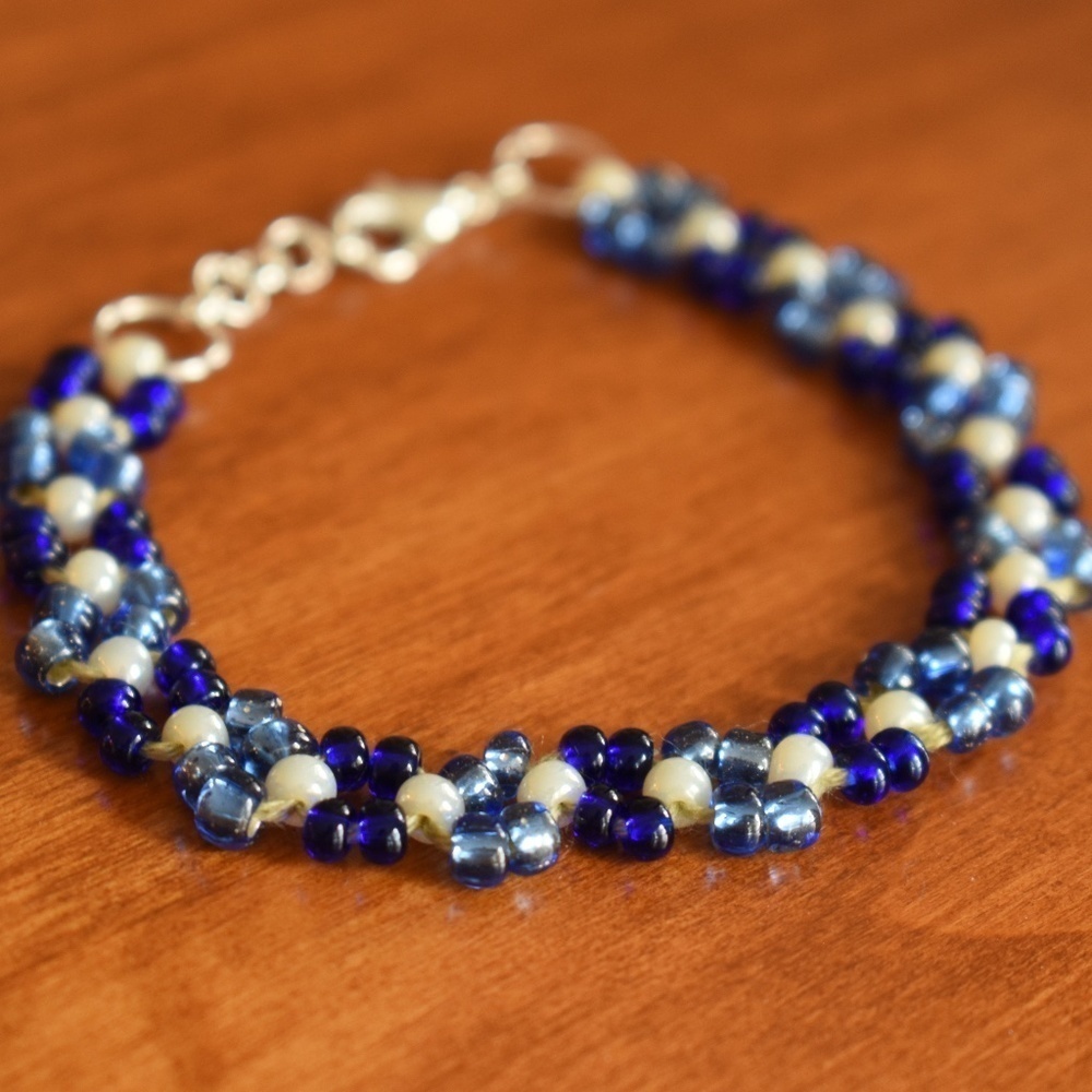 Two- Tone Blue Beaded‎ Bracelet